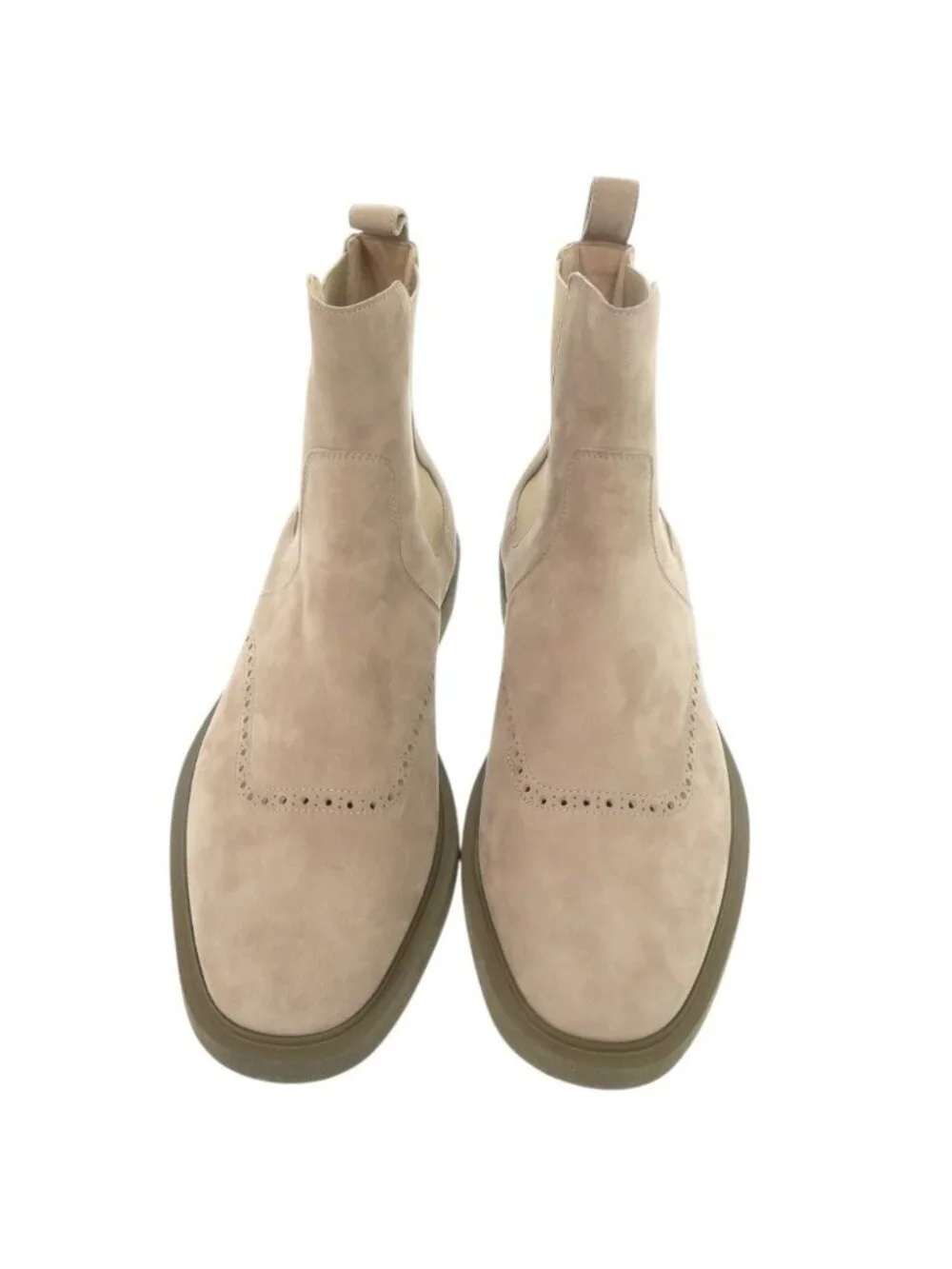 Hermes Ebony Suede 43.5 Beige Side Gore Short Boots